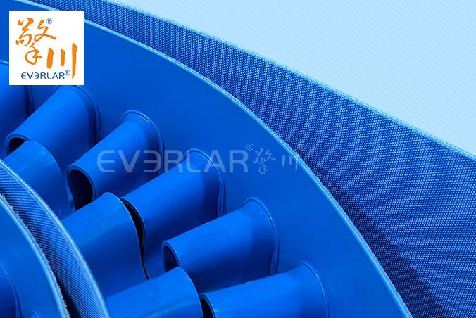 藍(lán)色啞光PU輸送帶加擋板裙邊導(dǎo)條食品級(jí)自動(dòng)化生產(chǎn)線定制提升機(jī)工業(yè)皮帶