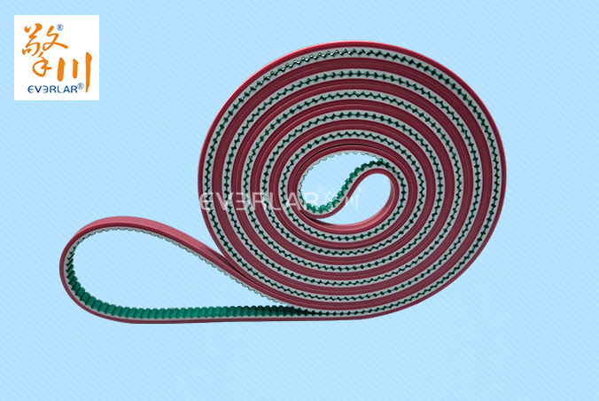 PU同步帶加綠布紅膠耐油耐磨食品行業(yè)自動(dòng)化生產(chǎn)線聚氨酯傳動(dòng)帶