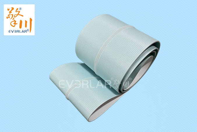 食品級藍色PU輸送帶加導條防滑易清潔食品醫(yī)藥輸送機傳輸帶定制